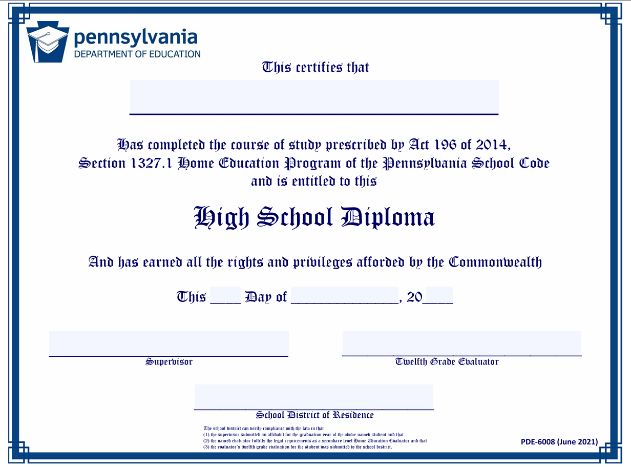 Home education diploma PDF preview